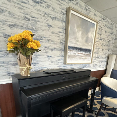 Blue and White Abstract Print Wallcovering