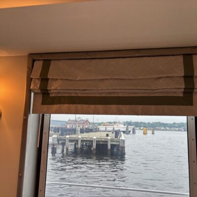 Cream and Green Roman Shade