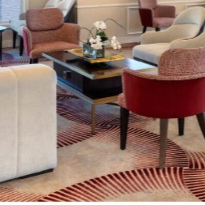 Rectangular Wood Coffee Table with Brass Accents and Legs