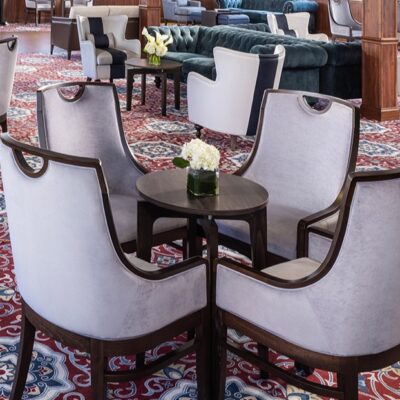 Dining Chair with Exposed Wooden Frame on Seat, Arms, and Legs