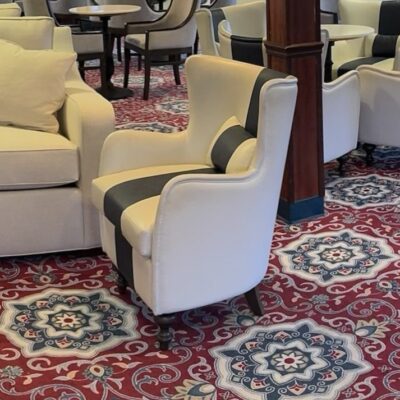 Lounge Chair with Contrast Stripe and Matching Pillow