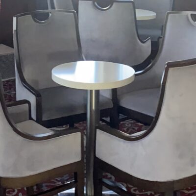 Small Round Side Table with a Chrome Base