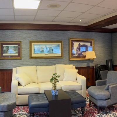 Blue Horizontal Striped Wallcovering