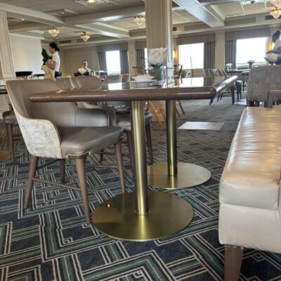 36 x 55″ 4-Top Rectangular Dining Table with a Brass Base