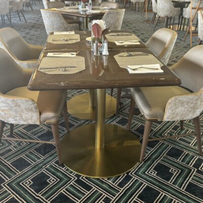 28 x 36″ 2-Top Dining Table with a Brass Base